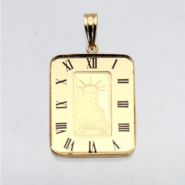◎中古美品◎18金枠 純金インゴット（1g） ペンダント : 安藤商事 
