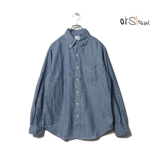 オアスロウ　シャンブレーボタンダウンシャツ サイズ4 orSlow オアスロウ シャンブレー ボタンダウン サファリシャツ