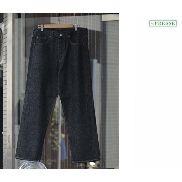 アプレッセ A.PRESSE ブラック ウォッシュド デニムパンツ