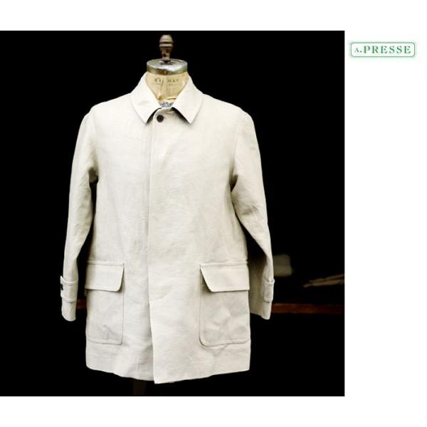 アプレッセ A.PRESSE リネン ハーフコート Linen Half Coat