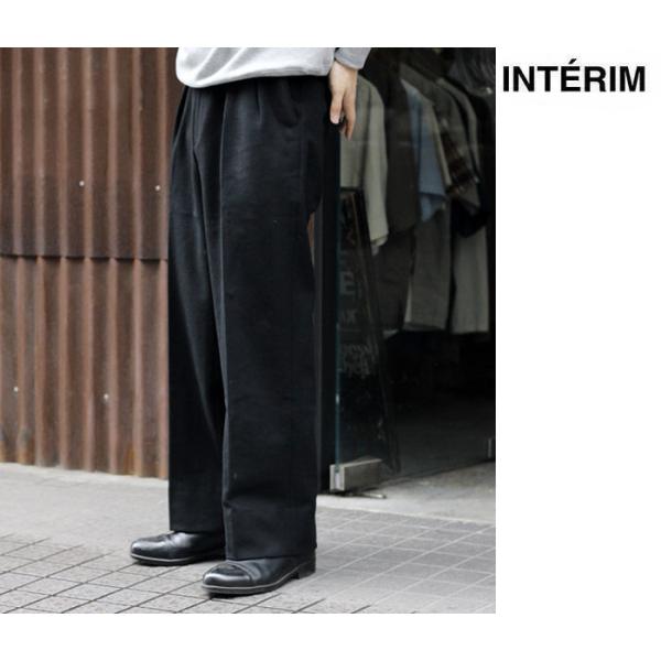 INTERIM 限定 ウールカシミヤ 2タック ストレート スラックス インテリム INTERIM 限定 ウールカシミヤ 2タック ストレート