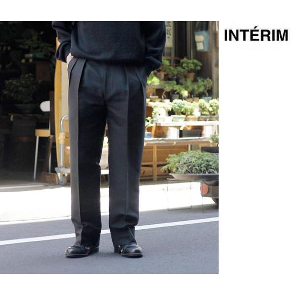 INTERIM 限定 ウールカシミヤ 2タック ストレート スラックス 40%OFF セール インテリム INTERIM シルク アンド ウール