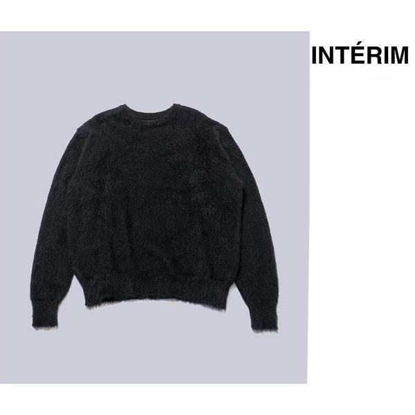 インテリム INTERIM キッド モヘア アルパカ シャギー クルーネック
