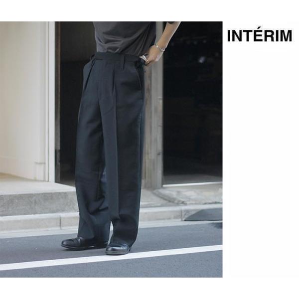インテリム INTERIM キッドモヘア ウール 1タック ワイド テーパード