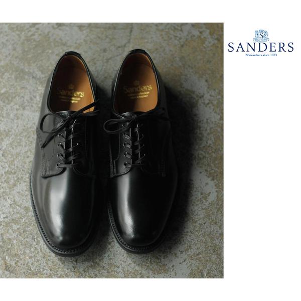 サンダース SANDERS ミリタリーオフィサーシューズ プレートゥ ブラック SANDERS（サンダース） ミリタリーオフィサー シューズ (SD-2246-BLACK