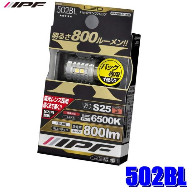 他サイト： 502BL IPF バックランプバルブ S25 9LED 全方向拡散 800lm 1個入りの商品画像