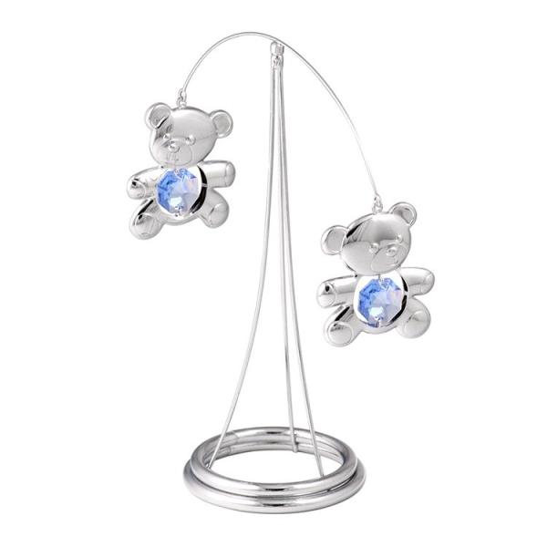 ◆商品名：二匹のクマさん天秤（てんびん座）の置物◆サイズ / 高さ：１４．２cm　幅：１１cm◆材質 / 金属部：クローム コーティング　ガラス部 / 使用部材：スワロフスキー クリスタル◆クリスタルの色：　ミディアム サファイア（青色）1...