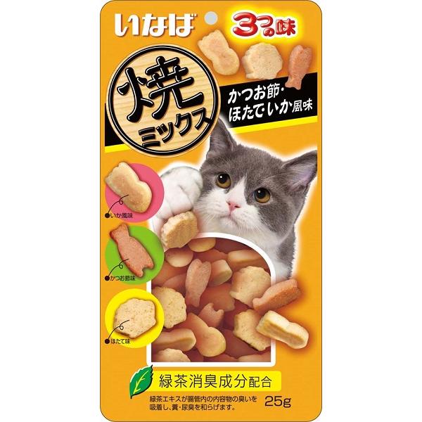 他サイト： いなば　焼ミックス3つの味　かつお節・ほたて・いか風味　25g×★6個★　QSC-121の商品画像