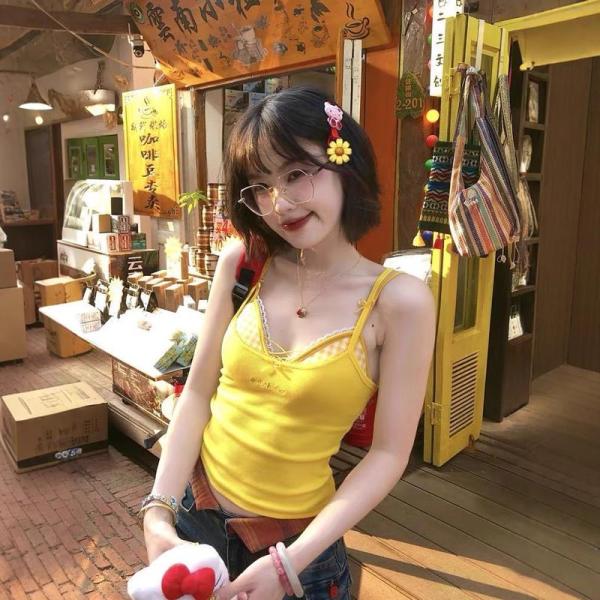 キャミソール レディース 2点セット レース付き Vネック リブ インナー タイト アイスシルク 接触冷感 涼しい 夏 重ね着 リボン