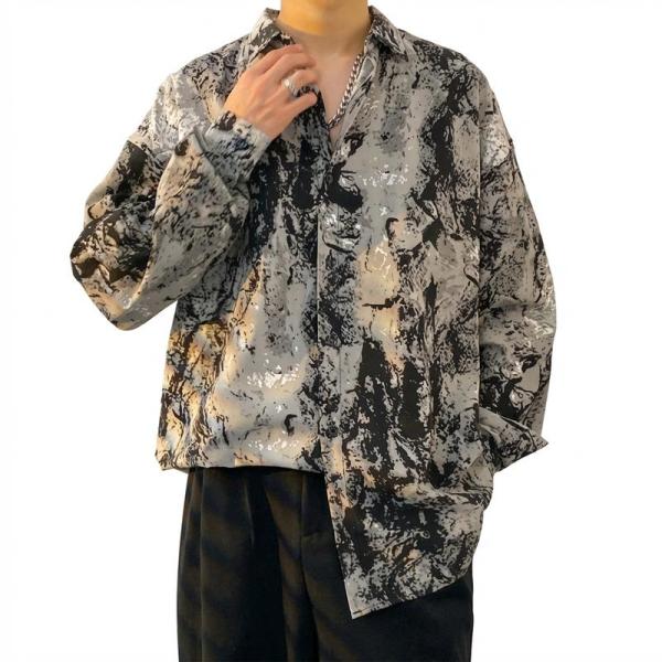 花柄シャツ メンズ 長袖 アロハシャツ 総柄 カジュアルシャツ おしゃれ トップス 春 秋 ゆったり 襟付き プリント 大きいサイズ