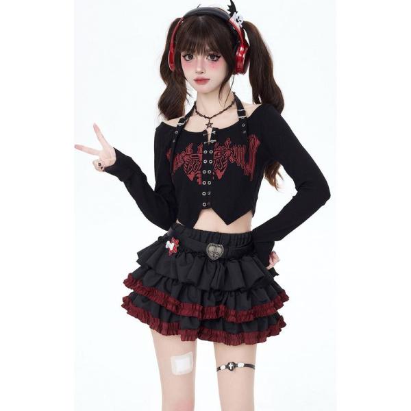 ミニスカート 地雷系 ティアードスカート レディース ケーキスカート フリル 多層 ボリューム ハイウエスト ゴシック パンク サブカル