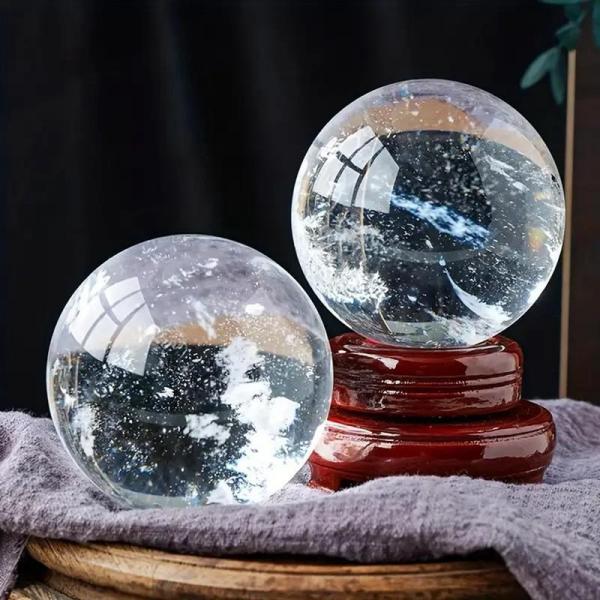 水晶ボール 白水晶 天然水晶玉 風水グッズ クリアクォーツ 占い 置物