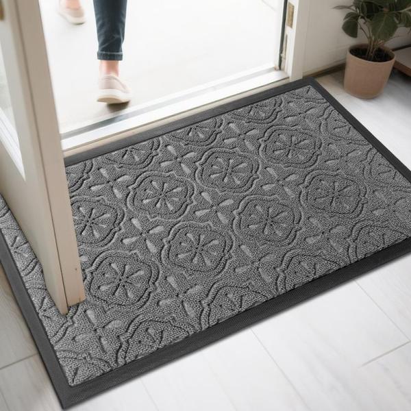 玄関マット 泥落としマット 滑り止め 幾何柄 ラグ エンボス加工 DIY