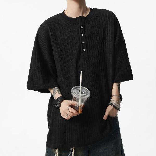 オーバーシルエット！south2 west8 フランネルヘンリーネックシャツ ヘンリーネック Tシャツ メンズ 半袖 ワッフル リブ オーバーサイズ