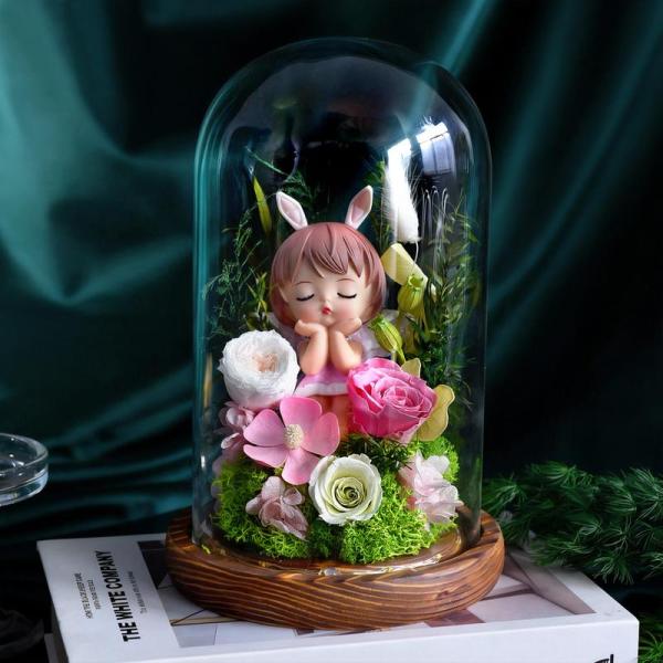 【癒しのパワー】薔薇のパヒューム・オルゴナイトペンダント[フローライト] プリザーブドフラワー 枯れない花 ガラスドーム バラ LEDライト