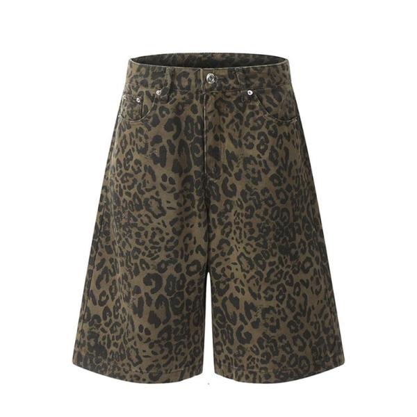ショートパンツ デニムパンツ ヒョウ柄 レオパード レディース メンズ