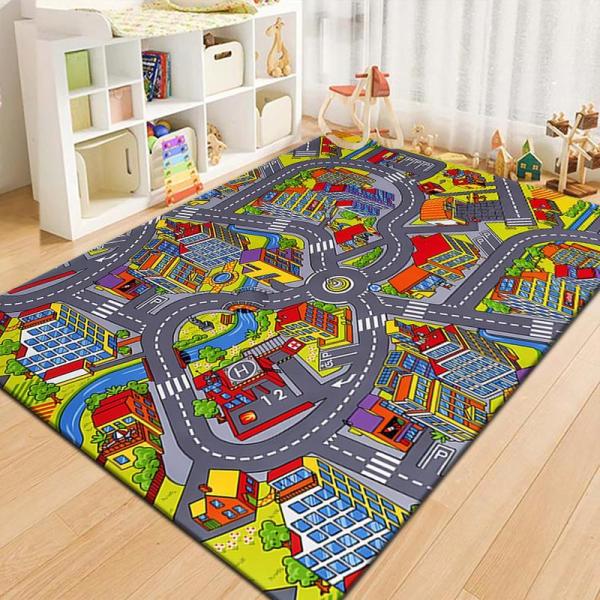 キッズマット ラグ 子供 カーペット プレイマット 道路 ロードマップ
