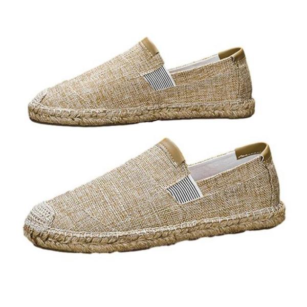 キャンバスシューズ エスパドリーユ メンズ リネン 無地 スリッポン 夏用 ジュート巻き ローカット 通気性 防滑 柔らかい エスニック