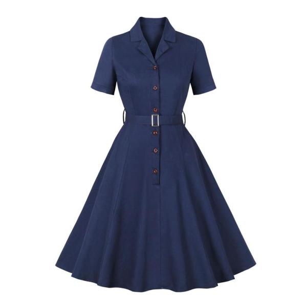 40s 50s Vintage レーヨン ワンピース ドレス ロカビリー レトロワンピース ロカビリードレス 50年代風 綿95% 半袖 折り襟
