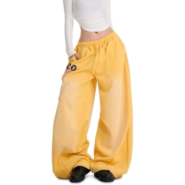 スウェットパンツ レディース ワイドパンツ ダンス ヒップホップ ストリート系 アメカジ オーバーサイズ 体型カバー 着痩せ ウエストゴム