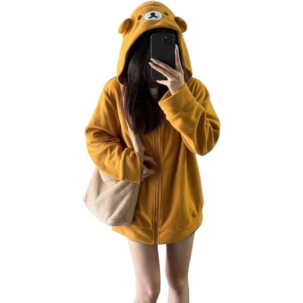パーカー レディース くま耳 フーディー ジップアップ もこもこ