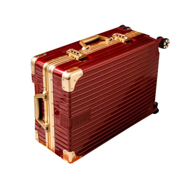 レッド スーツケース キャリーケース 45L フレームタイプ 耐衝撃 TSAローク搭載 大容量 収納便利 軽量 多段階キャリーバー 静音