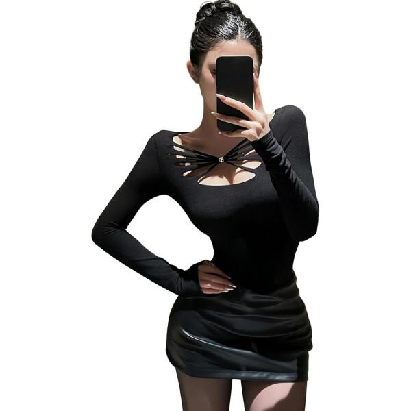 未使用　d.i.a ギャルトップス 長袖 トップス レディース 胸元あき カットアウト タイト セクシー