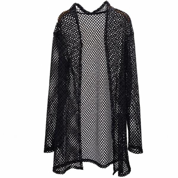 カーディガン メンズ ロング メッシュ シースルー 長袖 透け感 サマー