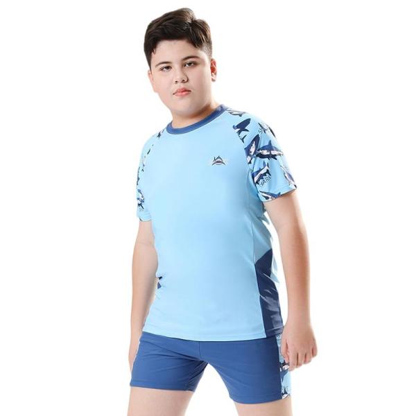 水着 男の子 セパレート ラッシュガード ゆったり 体型カバー ジュニア 2点セット 半袖 スクール水着 男子 中学生 小学生 上下セット