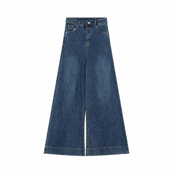 ワイドパンツ レディース デニム ジーンズ ハイウエスト 極太 ガウチョ バギー パンツ レトロ 着痩せ 体型カバー 美脚 カジュアル 春