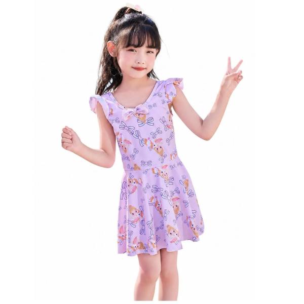 キッズ 水着 女の子 ワンピース 体型カバー フリル袖 子供用 スイムウェア 女児 かわいい プール 海水浴 水遊び 小学生 幼稚園
