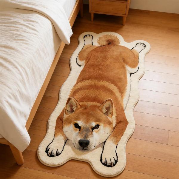 玄関マット 犬型マット 柴犬 吸水 速乾 滑り止め ふわふわ もこもこ ベッドサイド フット 室内 かわいい アニマル型 癒し系 敷物