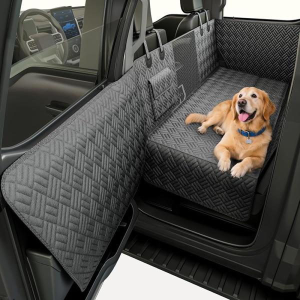ペットドラシート 後部座席用 犬 ドアプロテクター 防水 撥水 防汚 可視メッシュ窓 滑り止め 収納袋付き カーシートカバー 大中小型犬