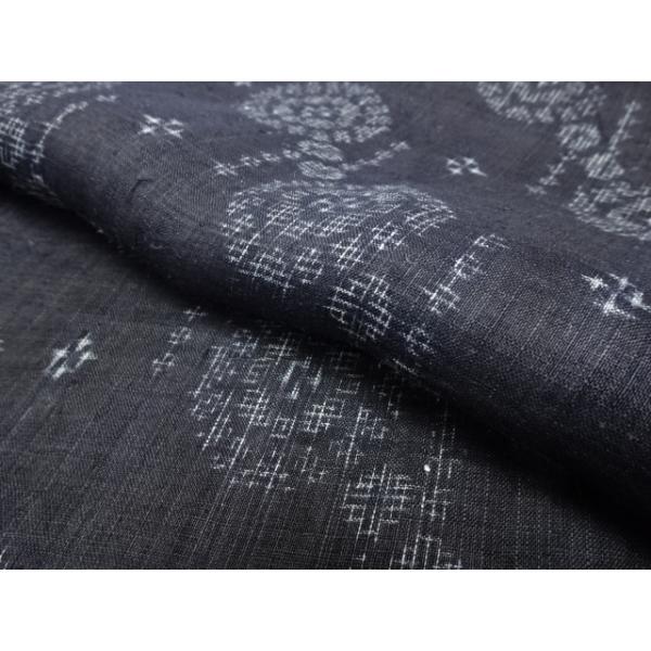 M4416☆ 着物淡雪 ☆ 男物宮古上布縦横絣アンティーク十字