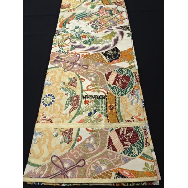 アンティーク 丸帯 アンティーク丸帯 鳳凰 唐獅子 雅楽 三本線（軍配なし