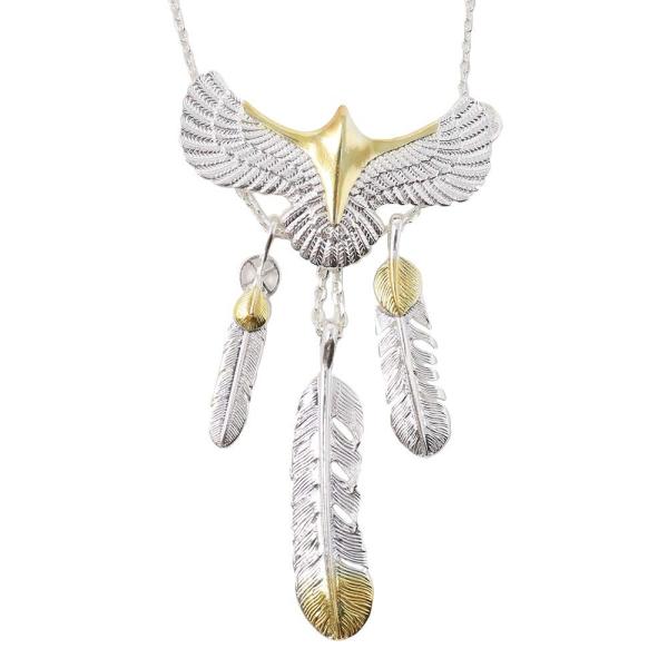 フェザー ネックレス ネイティブ アメリカン フェザーネックレス シルバーチェーン ゴールド