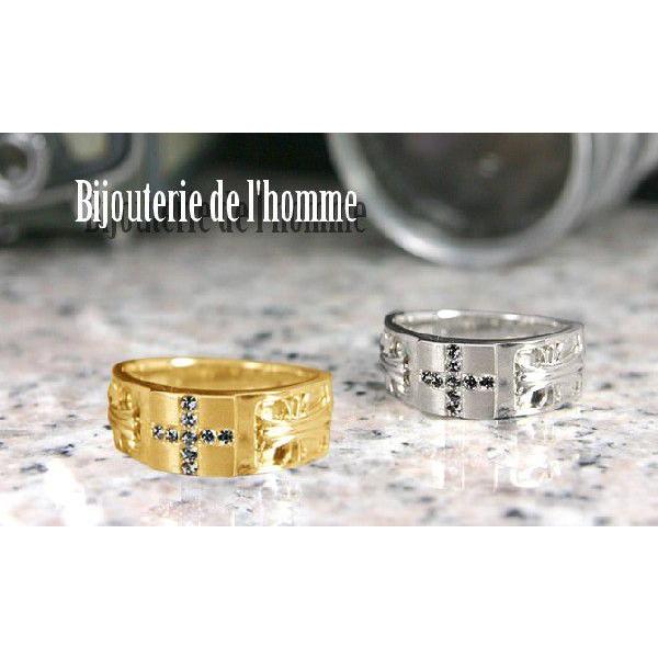 メーカー直送 メンズリング 印台 人気 ダイヤモンド 18金 指輪 ブラック クロス クロス 印台 カレッジリング 18k 18k ゴールド メンズ リング 男性用 M246j 02 4b ジュエリーアンジュ国内発送即納