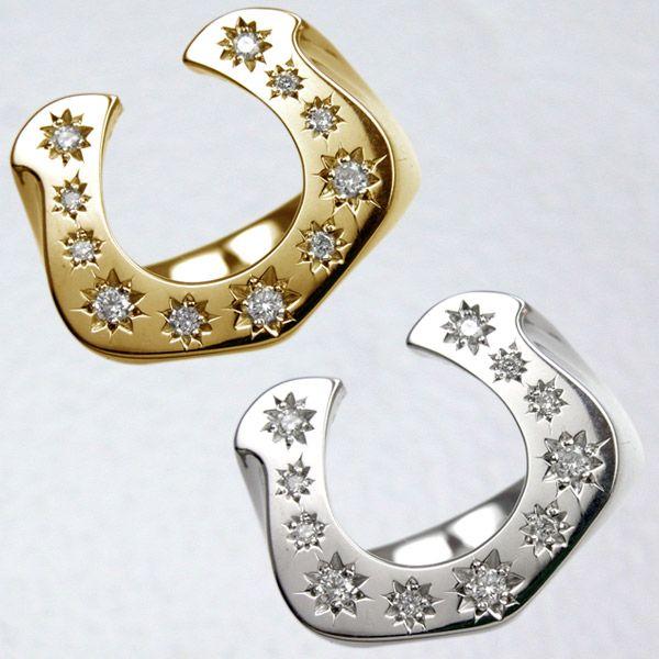 メンズリング 人気 ダイヤモンド 18金 18K ゴールド 馬蹄 ホースシュー 指輪 メンズ リング 男性用