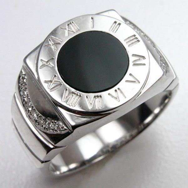 メンズリング 人気 ダイヤモンド プラチナ 指輪 オニキス 印台 カレッジリング メンズ リング 男性用