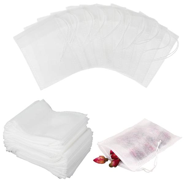 ティーバッグ 200枚入り 7cm*9cm 不織布 使い捨て の 袋 お茶パック ティーフィルターバッグ 巾着袋 ティーバッグ強力な浸透 調味料用袋