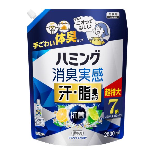 ハミング 【大容量】消臭実感 柔軟剤 汗・脂臭タイプ シトラスの香り つめかえ用 2,530ml