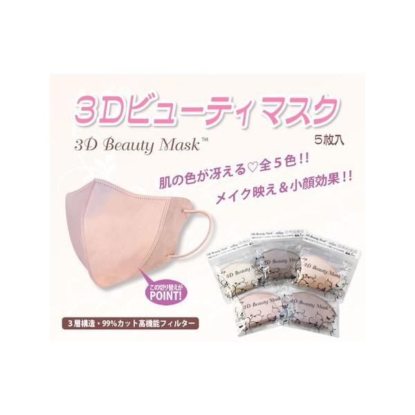 小顔マスク　血色マスク 　不織布 　血色カラー 素肌マスク  小顔マスク 5枚入り  送料無料　 3Dビューティマスク 息がしやすい 感染対策 花粉症 飛沫防止 　