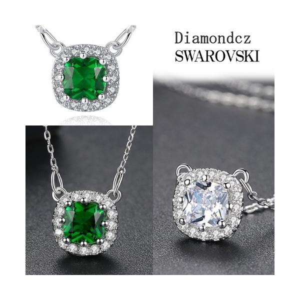ネックレス スワロフスキー スクエア四角形キュービックジルコニア