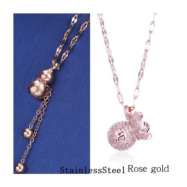 ネックレス レディースペンダント ステンレス316L スワロフスキー巾着