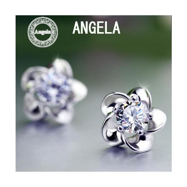 【状態】　新品【サイズ】　幅約　8mm×8mm　【素材】　ポスト・シルバー925/キュービックジルコニア【カラー】　 ホワイト/パープルピアス レディース シルバー925 AAACZダイヤモンド 花 フラワー 5枚花びら厳選したAAAキュー...