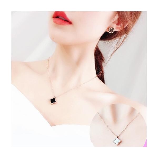 ネックレス レディース 四つ葉 クローバー ピンクゴールド 両面使い