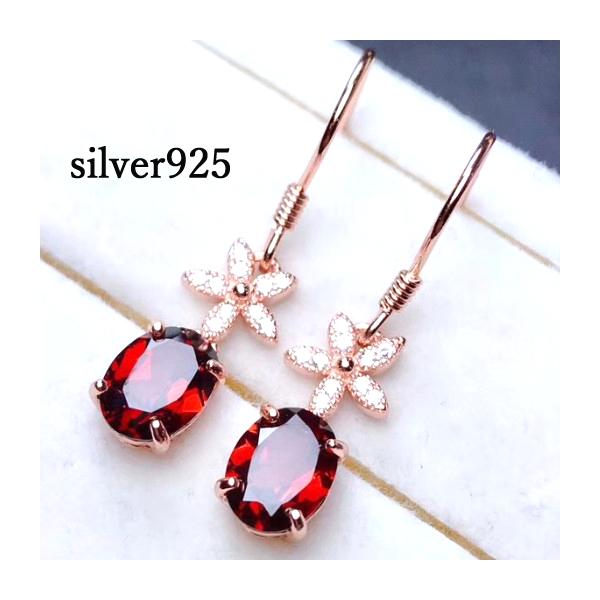 ピアス アレルギー対応 18金 レディース 18k つけっぱなし 金属アレルギー対応 小さい シルバー925 レッド 紅色 花 フラワー