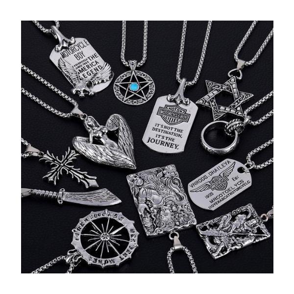 ネックレス メンズ ゴシック調 スター 星 ベネチアンチェーン ペンダント メンズネックレス メンズアクセサリー プレート ネックレス