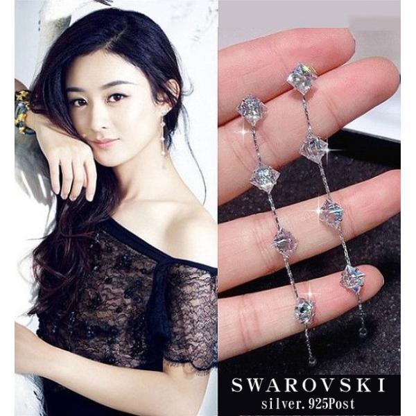 ピアス レディース スワロフスキー ロングピアス ニューヨークワン