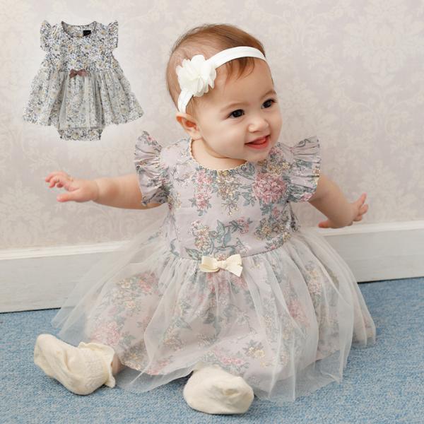 ベビー服 Coto Cotte 花柄 シアー ワンピ ボディ 赤ちゃん 半袖 かわいい おしゃれ 女の子 お披露目 結婚式 チュール ワンピース リボン Angeliebe Paypayモール店 通販 Paypayモール